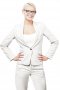 This stunningly gorgeous womens handmade ivory pant suit in Italian wool - featuring a bespoke slim fit jacket and tailor made flat front suit pants - can be worn to interviews, board meetings, and formal events. The womens custom made single breasted jacket has 1 front close button and 2 3-inch-wide notch lapels. The womens handmade slim fit dress pants feature 2 on-seam pockets, a 2 point button and hook closure, and a zipper fly. Buy this womens bespoke slim fit pant suit at My Custom tailor for a luxurious feel.