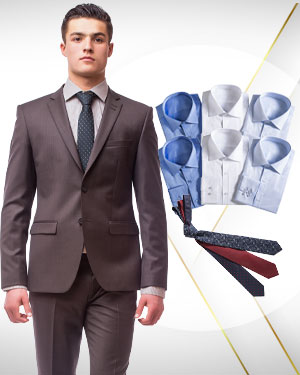 Spring Package from Classic - 1 Single Breasted Suit, 6 Cotton Shirts and 3 Neckties from our Classic Collections
