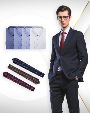 Four Essential Suits and Shirts - 4 Single Breasted Suits, 4 Cotton Shirts and 3 Neckties from our Classic Collections