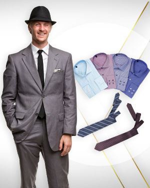 The Spring Discount - A Two Piece Suit, Four Shirts and 2 Neckties in Cotton from our Deluxe Collections