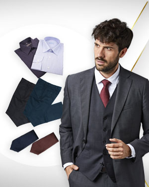 The Mixed Doubles Classic - 2 Three Piece Suits, 2 Pants, 2 Cotton Shirts and 3 Neckties from our Classic Collections