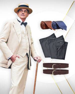 The Triple Classic - 3 Three Piece Suits, 3 Pants and 2 Belts and 2 Neckties from our Classic Collections