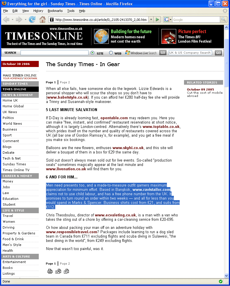 Mycustomtailor in the Times