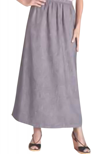 This A-line gray skirt features an elastic waistband that offers a clean look to the entire attire. Made of wool, this tailor made skirt is stretchable and a trendy casual outfit for all seasons.
