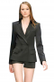 This flamboyant black jacket for women, comes with 2 Â½ inches pressed peak lapels hand made with detailed piping work. Order it in wrinkle resistant wool for easy care. It comes with a display of 6 stunning fabric covered buttons with two to close, an upper welt pocket and two lower pockets with flaps. Tailored in a tapered waist for an attractive silhouette. Match it with shorts, skirts or flat fronts to complete the ensemble.