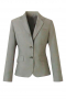 Womens custom-made gray jacket with two front buttons to close. Incorporating handmade pressed notch lapels, you can flaunt this semi-formal jacket with slim cut suit pants and pencil skirts. It can also be custom tailored in wool and or cashmere.
