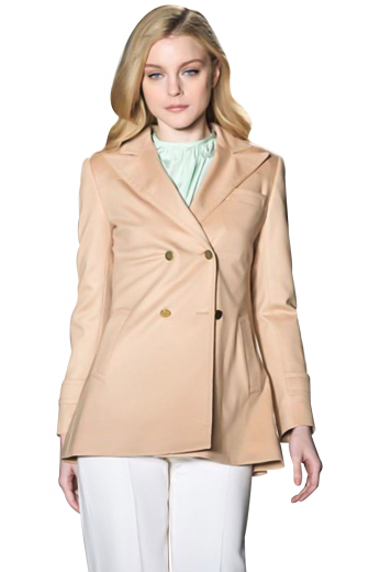The cuffs of these custom-made ravishing coats sport epaulettes with buttons on them. Double breasted with four front buttons, two to close, these hip length coats look royal with press peaked lapels. One upper welt pocket, two lower welt pockets and lapels display detailed track stitching. With a tapered waist and impressive side vents, these line silhouette coats are ideal for all seasons.