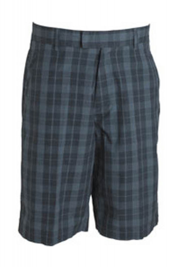 Handmade plaid golf shorts with a flat front design and slash pockets, completed by two back pockets and hand-sewn cuff hems.