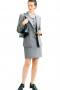 Dazzle in gray in these stunning three piece skirt suits boasting semi formal pencil skirts, slim cut vests and short length jackets. Pencil skirts, a little short of knee length, with a center vent and concealed back zipper offer all day comfort. Short length jackets for evening parties with one front button, peak lapels and square bottoms look sophisticated and trendy over the slim cut vests with angled V cut bottoms and five black buttons for front closure.