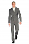 The youthful look is mastered in this fully custom made narrow peaked semi duckbill lapel high gorge three over six double breasted with curved quarters - fitted waist and three pockets - no vents - flat front pants -