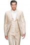 The Las Vegas look comes across very strongly in this tan custom made mens wool suit | sharkskin  |  three piece - three button with four button angled point waistcoat worn with flat front pants