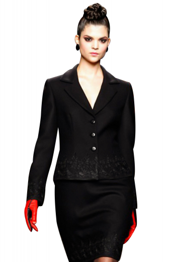 These skirt suits, trendy and comfortable, are carefully hand sewn for formal parties and office events. The jackets with embroidered squared bottoms and three front closure buttons look enchanting with pencil skirts that flaunt flat fronts, concealed back zip for closure and a center vent on the back.