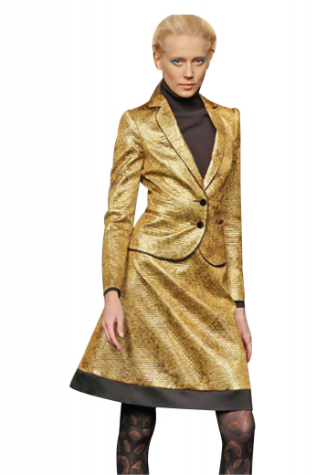 Stylish skirt suits with slim jackets and knee length suit skirts. Suit jackets with slim ruled notch lapels and two front buttons to close are comfortable office formals. Scintillating party wear A line suit skirts with a flat front and a concealed back zipper to close make perfect party stunners. Can be customized with crease free fabrics.