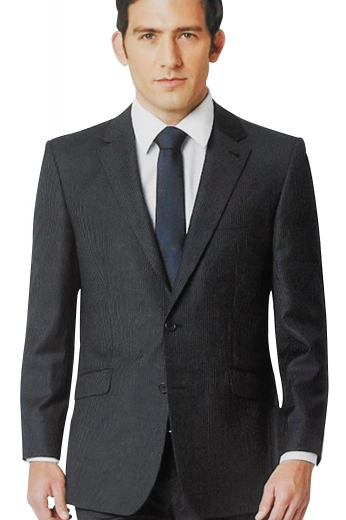 A pair of comfortable flat front suit pants completed by a banker style single breasted two button suit jacket with pressed notch lapels.