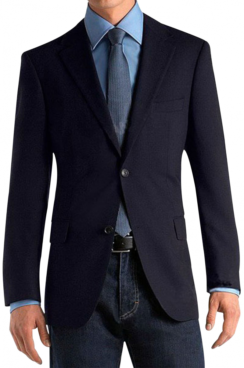 Men's Custom Dark Blue Wool Suit Jacket