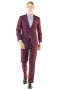Make an impact with this wine custom slim fit men suit. Cut to a slim fit, this versatile two button custom suit features a notched lapel, lightly padded shoulder, flap pockets, sous bras and flat front trousers is made for those on the go.