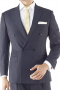 Exquisite charcoal or dark blue mens suit tailor made to perfection in a double breasted style with two buttons to close over six - matched with double pleated pants