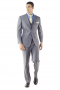 This elegant three piece suit is featured with soft shoulder, sous bras and athletic cut. The Jacket is done with 2-button, notched lapels and flap pockets. Pants are with single reverse pleats accompanied with five button vest 