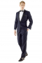 With refined features like a soft shoulder, sous bras, and shawl collar, this classic James bond style midnight blue tuxedo helps you get ready at a moment's notice for any formal affair. 