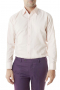 A handmade custom slim cut men's classic suit shirt with an Ainsley collar, rounded barrel cuffs, and a plain front.