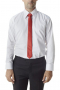 A custom tailored standard cut men's placket front plain back suit shirt with an Ainsley collar and rounded barrel cuffs for elegant sophistication.