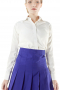 High waist tailor made royal blue skirts evenly pleated around the hem. These sexy handmade skirts sport concealed zippers at the back and front left. They look disarmingly gorgeous with made to measure full sleeves custom shirts sporting buttoned cuffs. It can also be hand sewn in wrinkle proof wool and or cashmere.