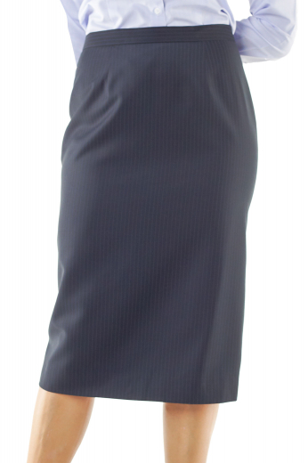 Calf length custom tailored pencil skirts sporting flat fronts, soft waistbands, center back vents and concealed back zippers. These formal made to measure black skirts look spellbinding with white custom shirts. They can be handmade with wool and or cashmere.