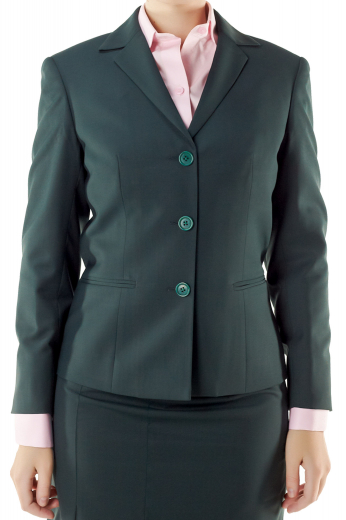 Fashionable dark green handmade skirt suits featuring stylish made to measure jackets with stunning double piped lower pockets, notch lapel collars and three buttons on the front to close, and sexy tailored pencil skirts with concealed back zippers, flat fronts and waistband with belt loops. You can order these custom made skirt suits in wrinkle proof wool and or fabric.