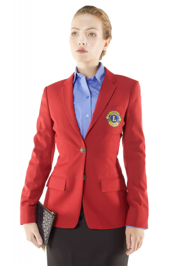 These hip-length bespoke red blazers look ravishing with custom pencil skirts and slim cut denim pants. They sport two contrast front close buttons, four buttons on cuffs sleeves, two flapped lower pockets and a finely tailored round cut patch pocket on front left.