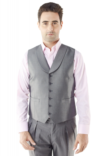 As refined as it is easygoing, this 6-button made to measure waistcoat is all you'll need to liven up any seasonal look. This custom tailored single-breasted layering piece features details like shawl collar, handmade welted pocket, cloth back with adjustable buckle and high gorge.

