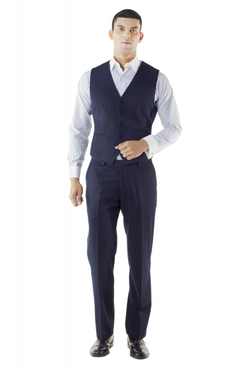 Style no.15286 - Add a layer of style to any spring-summer look with this fully lined 5-button made to measure single-breasted waistcoat. Cut with slim fit style, this lightweight layering custom tailored piece features welted pockets, handmade adjustable back belt and pointed bottom.