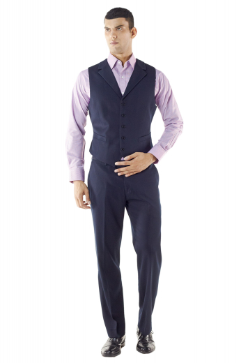 Under a jacket or on its own, this custom made waistcoat adds a layer of sophistication to any look. Cut to a well-defined fit, this tailor made classy vest features lower welt pockets, medium gorge, five buttons, cloth back with handmade adjustable buckle and a high notch lapel.