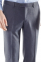 Bespoke and Custom Men's Pants in Dark Grey Wrinkle-free easy care Wool in Comfortable Fit. These elegant pants feature two custom made classic back pockets, two bespoke front slash pockets, hand sewn cuff hems and so much more.
