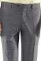 In a classic Prince of Wales check design are these sophisticated men's wrinkle resistant grey wool pants with a comfortable standard cut, a flat front pleat design, extended belt loops, and standard hand sewn cuffs. This is a great pair of pants for the office.