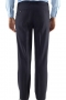 In a classic navy color are these luxury Italian wool and cashmere suit pants with a made to measure standard fit cut, a classic two-point button closure, sewn down pleats with a bespoke single reverse pleat design. A truly elegant pair of men's custom tailored formal pants that are great for the office.