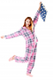 Bespoke plaid pajamas displaying handmade loose fit pants flashing zipper fly for front closure and elastic waistband, and made to order loose casual shirts with tailored matching front closure buttons and tailor made squared bottoms. These cotton pajamas can be made wrinkle proof as well.