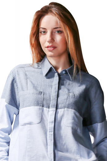 This womens custom made cotton shirt is a stunning casual that you can wear with womens handmade denim jeans and womens tailor made slim fit summer shorts. This womens custom made casual shirt features an Ainsley collar with 3 inch wide collar points and 1 1/4 inch standard collar height. This womens bespoke full length casual shirt also features rounded barrel cuffs, a hidden button front closure with matching buttons, 2 standard front pockets on both the sides, a dart to the hem front pattern, and a plain back.