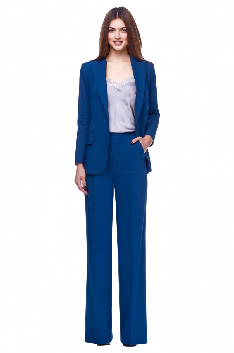 Women's Custom Made Navy Wool Pant Suit