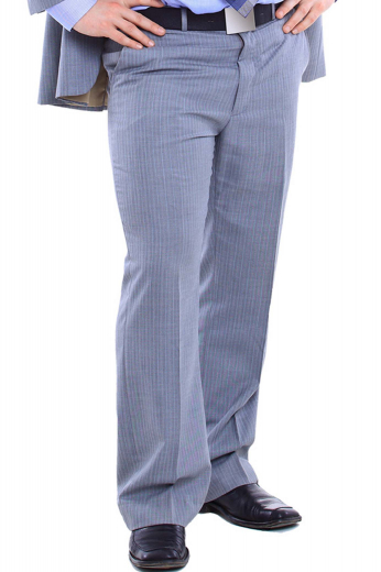 These iconic mens handmade light grey striped dress pants in 120s wool can be worn to work daily due to their comfortable finish. These mens made to order striped dress slacks feature exquisite hand sewn cuff hems and an elegant flat front. These mens bespoke light grey 120s wool dress pants also feature a 2 point button and hook closure, 2 front slash pockets, and a zipper fly. You can buy these mens custom made striped dress slacks at My Custom Tailor to get a hang of luxury at affordable rates.