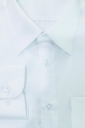 This mens tailor made white business shirt in premium quality Long Staple Supima cotton is a delightful formal featuring an iconic European Narrow Forward Point Collar with 3 inch wide collar points and 1 1/4 inch collar height. This mens custom made slim fit white business dress shirt also features 2 gorgeous rounded barrel cuffs. With a plain back and 1 standard pocket on the left, this mens bespoke supima cotton white dress shirt also features a placket front. You can buy this mens handmade dress shirt at My Custom Tailor.