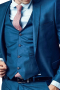 A tailor-made three-piece suit with elegant handstitched detailing, this suit features a slim cut single breasted vest, an elegant one-button jacket, and a pair of flat front formal pants. (2)