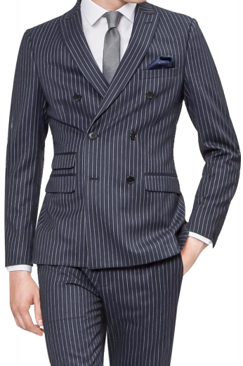Men's Bespoke Made Double Breasted Suit In Charcoal Cashmere