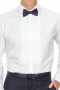 Iconic mens custom made white tuxedo shirt in sea island cotton. This mens bespoke slim fit tux shirt features a stunning array of features like a semi spread collar, 2 squared edge french cuffs, and a bib front with a hidden button closure. You can buy this handsome mens made to order dinner shirt at My Custom Tailor and wear it to weddings and corporate events to flaunt a classy look like never before.