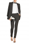 Game up your style quotient with this womens bespoke cashmere wool black tux, featuring a womens handmade slim fit tuxedo jacket and womens tailor made tuxedo pants. The womens custom made tuxedo jacket features a stunning single breasted pattern with 1 front close button, an elegant shawl collar with satin facing lapels, and 2 lower flapped pockets. The womens tailor made suit pants with flat fronts have a classic slim cut fitting with extended belt loops, a zipper fly, 2 front slash pockets, and 2 back pockets. 