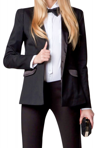 Style no.16131 - Get party-ready in no time with this womens bespoke midnight blue cashmere wool tuxedo jacket coming from the premium range of womens handmade garments at My Custom Tailor. This stunning womens tailor made slim fit tuxedo jacket features 2 3/4 inch wide slim ruled notch lapels with a medium gorge and 2 slanted lower pockets with flaps. With an exciting presentation of a single breasted pattern and 2 front close buttons, this classic womens handmade dinner jacket is an ideal companion for weddings and all other formal events.