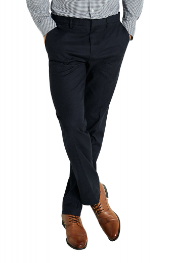 These stellar mens bespoke black dress pants in cashmere have a stunning slim cut fitting that looks classic at work. With an extended belt loop for extra comfort, these mens custom made slacks also feature 2 hand sewn front slash pockets and 2 back pockets. You can wear these mens handmade suit pants with mens handmade slim fit shirts and mens tailor made blazers for a corporate look. With a two point button and hook closure and a zipper fly, these must buy mens made to order suit pants will offer comfort like never before.