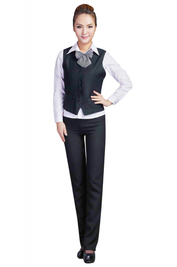 This trendy womens handmade dark blue pant suit in cotton features a slim fit bespoke vest and flat front handmade suit pants with full flare legs. The womens custom dress pants also feature standard belt loops with a two point button and hook closure with a zipper fly for comfort. The womens bespoke single breasted vest has a high gorge rounded neck pattern, a 4 button front closure, and 2 welted lower pockets. With the inclusion of a standard cloth back, the womens handmade vest will keep you comfortable all day long. 