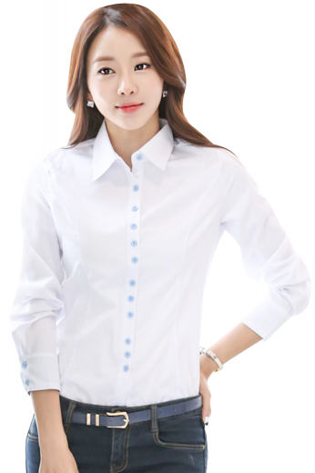 This super stylish womens bespoke white shirt in cotton is an ideal garment for meetings, interviews, and corporate parties. It showcases a beautifully hand sewn Ainsley collar adorned with color contrast buttons to close. This womens made to order cotton blouse with a slim cut fitting has a placket front. It looks super stylish with two buttons square barrel cuffs and an elegant princess dart back. Wear it with womens bespoke suit skirts and womens tailor made suit pants to experience class like never before.