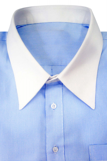 This stunning mens handmade light blue cotton shirt with a placket front and plain back is a summer treat for men who prefer comfort and style both. With a European narrow forward point collar and 2 3/4 inch white collar points, this stylish mens tailor made shirt can be worn to work, interviews, and board meetings. This mens custom made shirt also features neatly sewn white cuffs that add grace to the entire attire. Wear this custom shirt to experience the true joy of dressing royally.
