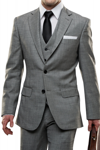 Look every bit handsome in this trendy mens handmade grey three piece suit in wool and linen. It features a slim fit mens bespoke suit pant, a single breasted mens handmade vest, and a slim cut mens custom suit jacket. The mens bespoke pant has a flat front with front slash pockets and a zipper fly. The V-neck mens custom vest has 5 front buttons to close. The iconic mens handmade blazer has a 2 button front closure, 2 lower flapped pockets, and 1 upper welt pocket. 